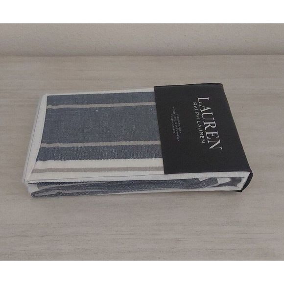 Ralph Lauren DOMINIQUE YARN DYE Blue White European Euro Pillow Sham 26"x26" - Picture 4 of 10